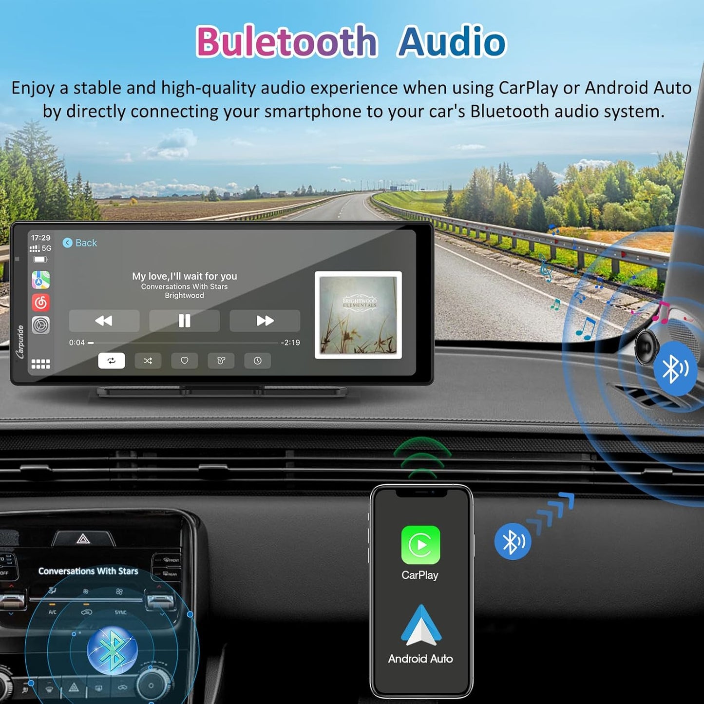 10" 2K 3-Channels Dash Cam CarPlay/AA Loop Recorder FM CarPlay , Newest Carpuride W903 Wireless Carplay Android Auto Stereo